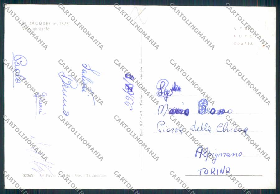 Aosta Ayas Saint Jacques foto FG cartolina MQ3942 – retro