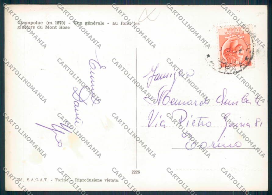 Aosta Ayas Champoluc foto FG cartolina MQ3982 – retro