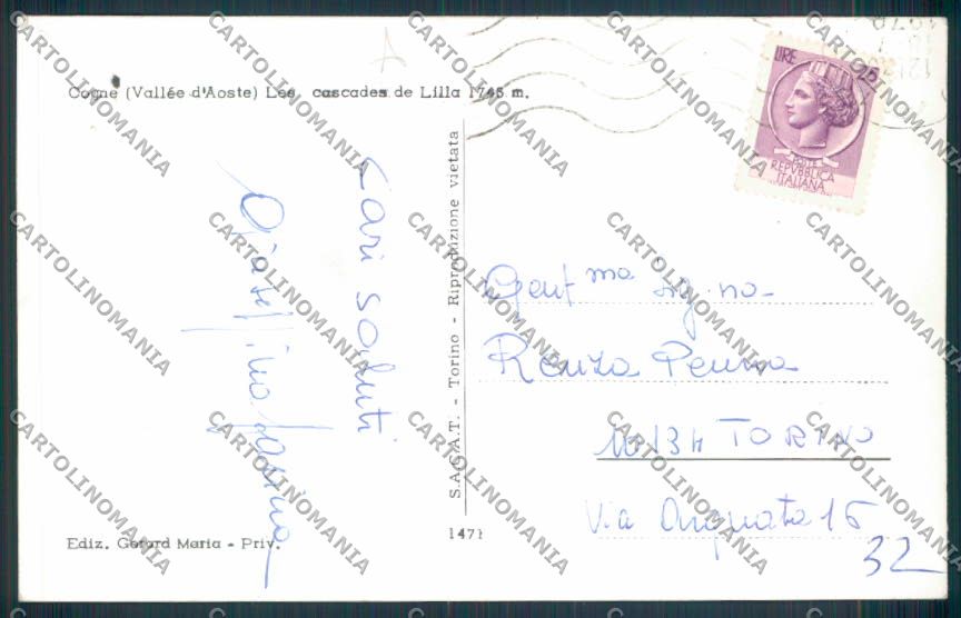 Aosta Cogne Cascate Lilla foto cartolina MQ4157 – retro