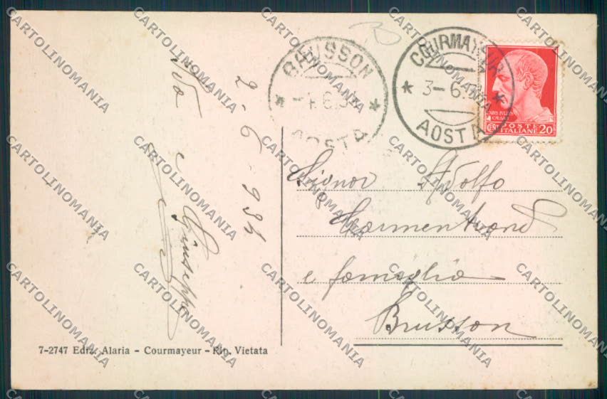 Aosta Courmayeur M. Bianco cartolina MQ4247 – retro