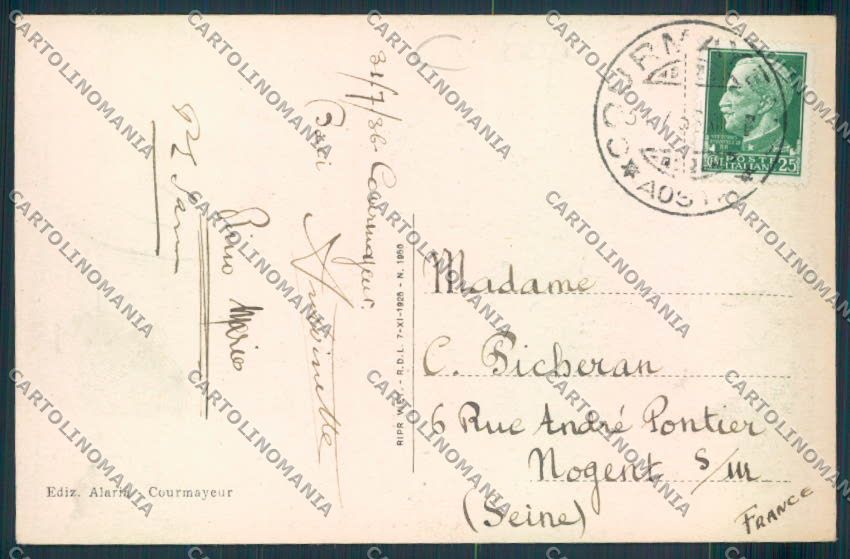 Aosta Courmayeur cartolina MQ4266 – retro