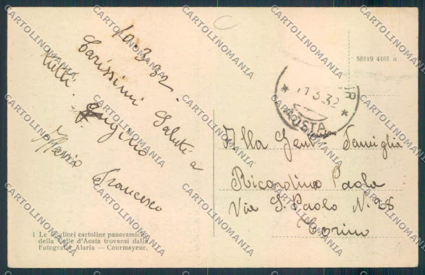 Aosta Courmayeur cartolina MQ4268 – retro