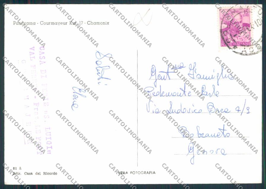 Aosta Courmayeur M. Bianco foto FG cartolina MQ4320 – retro