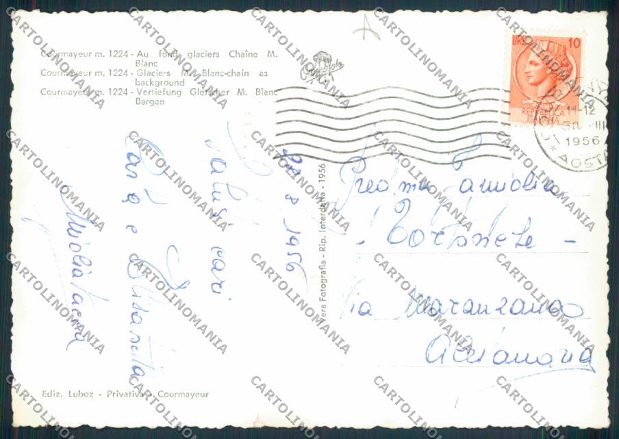 Aosta Courmayeur STRAPPINO foto FG cartolina MQ4323 – retro