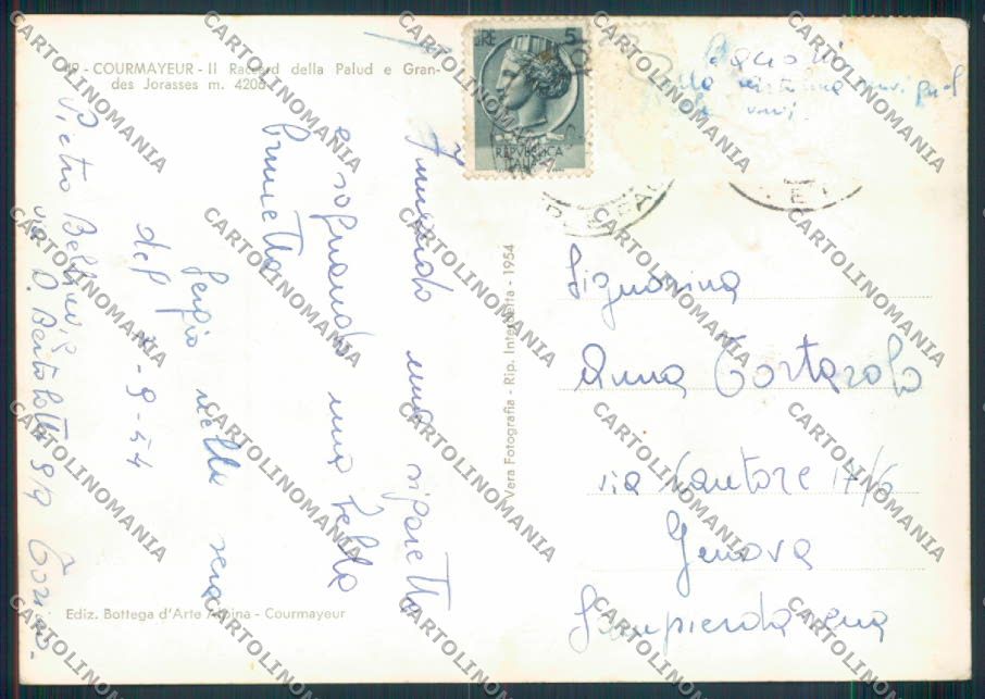 Aosta Courmayeur foto FG cartolina MQ4348 – retro