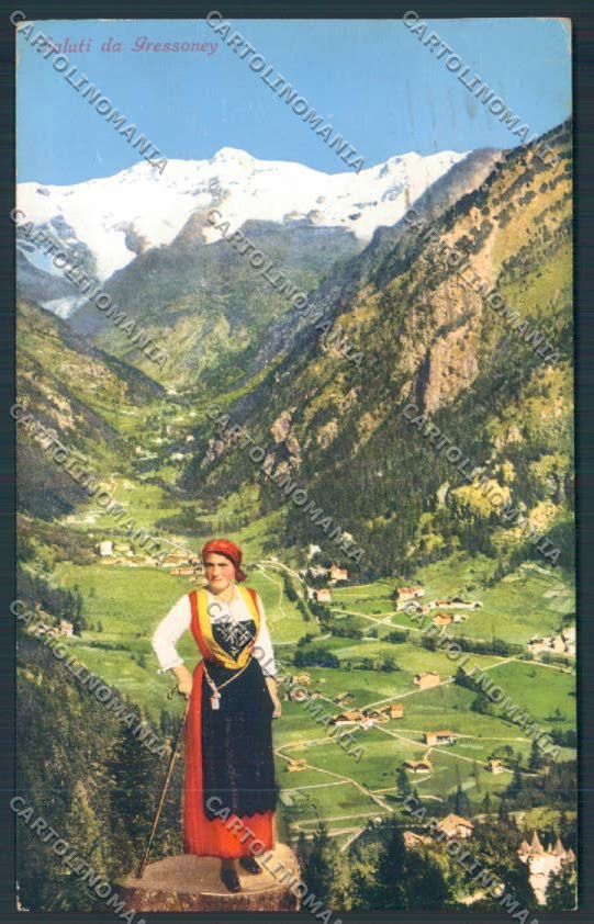 Aosta Gressoney Saint Jean Costumi cartolina MQ4433 – fronte