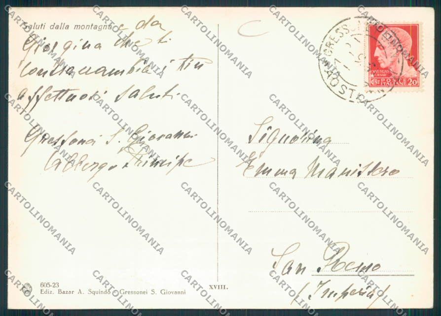 Aosta Gressoney Saint Jean FG cartolina MQ4463 – retro