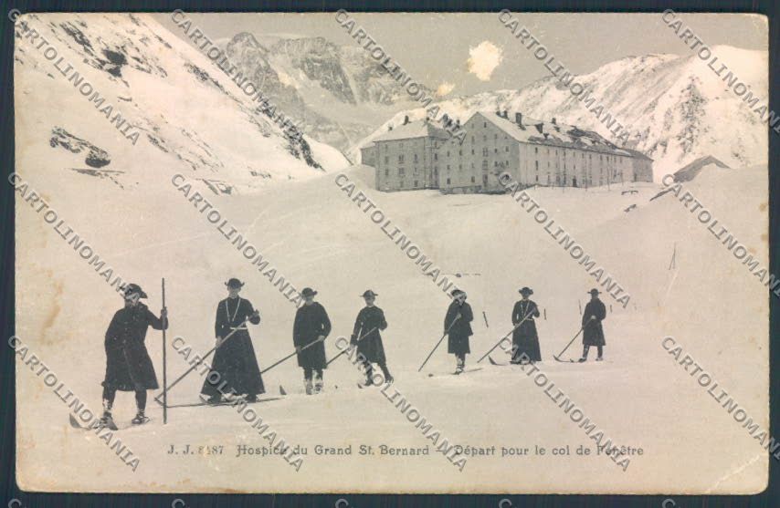 Aosta San Bernardo Grande Sci ABRASA cartolina MQ4657 – fronte