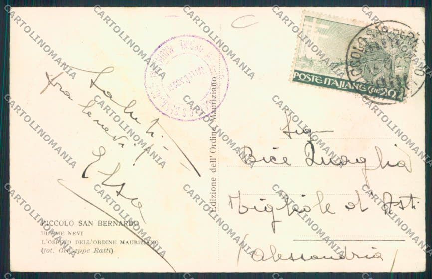 Aosta San Bernardo Piccolo cartolina MQ4713 – retro