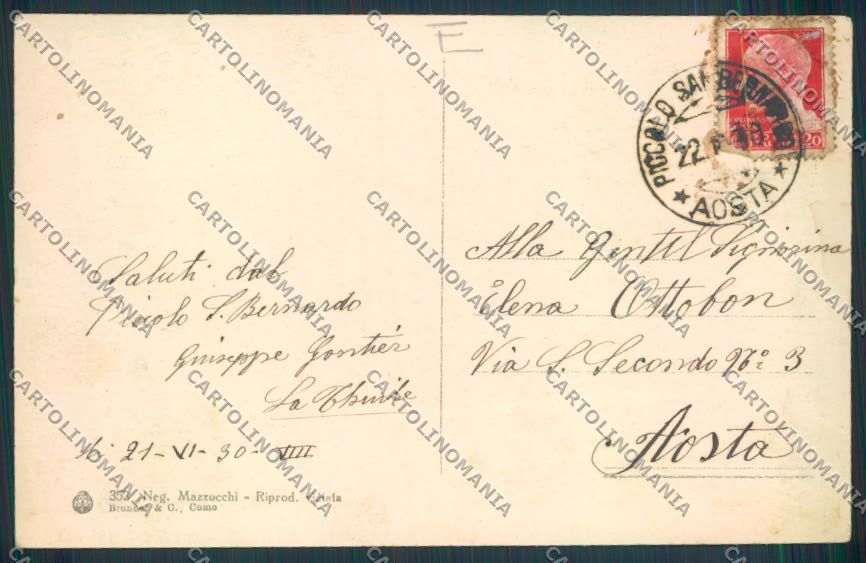 Aosta San Bernardo Piccolo cartolina MQ4750 – retro