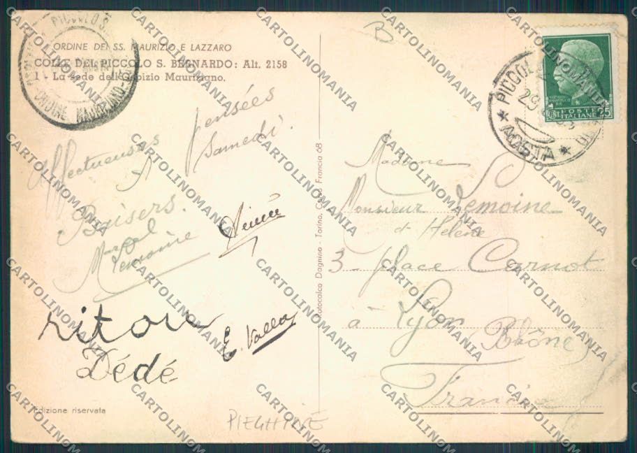 Aosta San Bernardo Piccolo PIEGHINE FG cartolina MQ4784 – retro