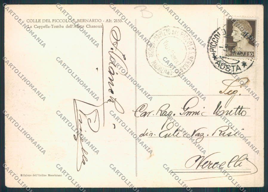 Aosta San Bernardo Piccolo FG cartolina MQ4786 – retro