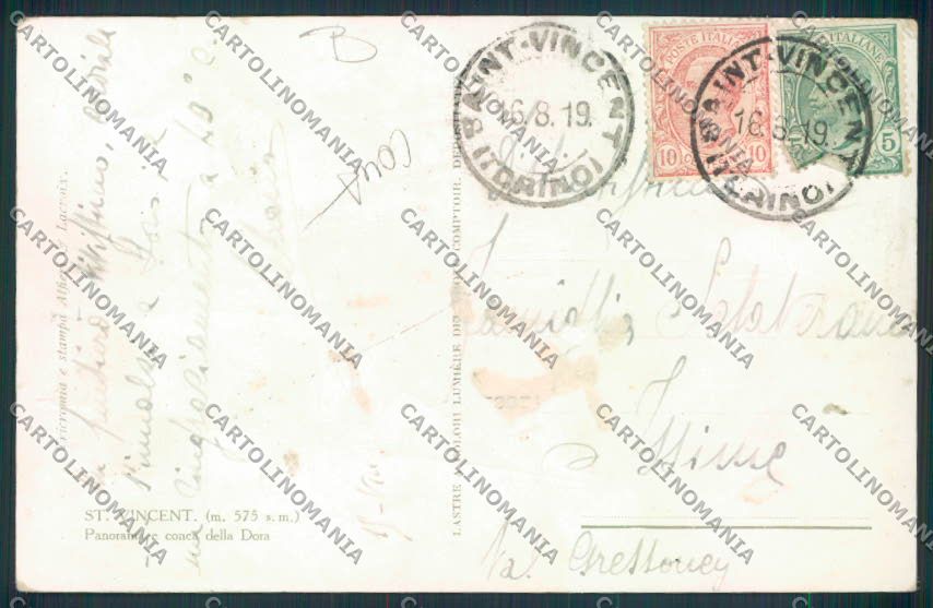 Aosta Saint Vincent COLLA cartolina MQ4834 – retro