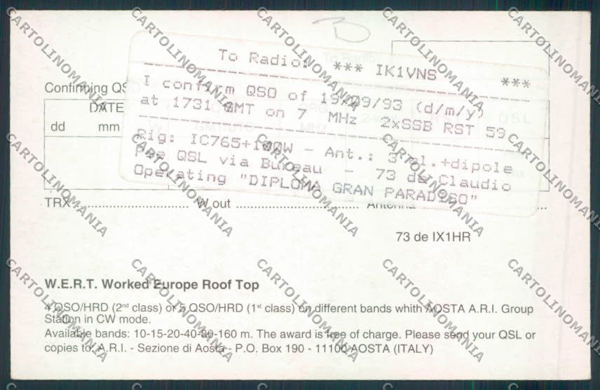 Aosta Saint Vincent Radioamatori cartolina MQ4836 – retro