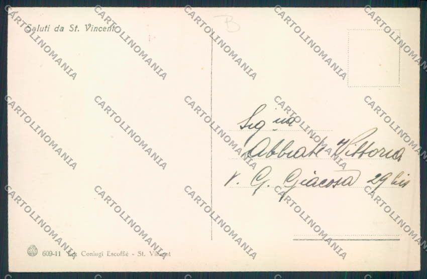 Aosta Saint Vincent cartolina MQ4837 – retro