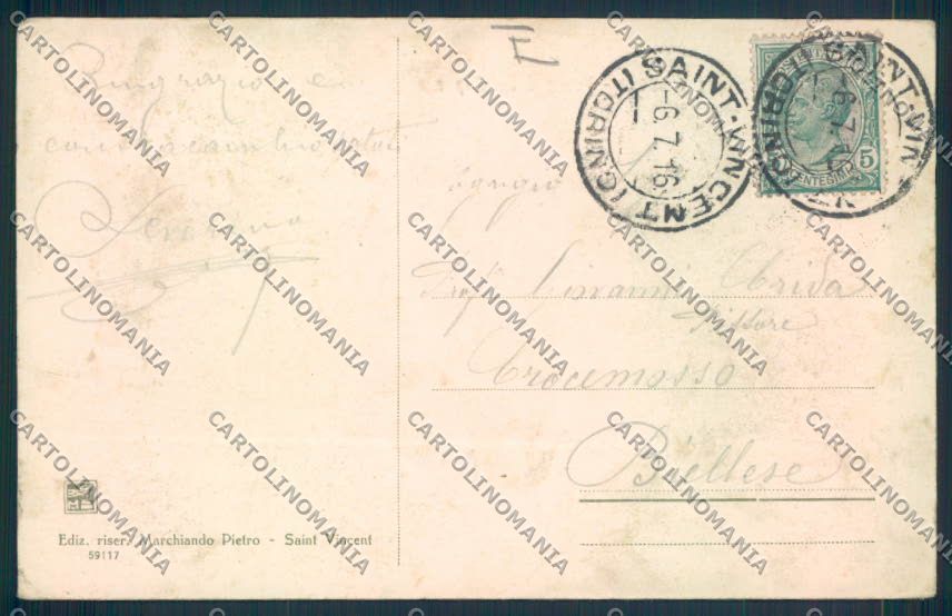 Aosta Saint Vincent cartolina MQ4886 – retro