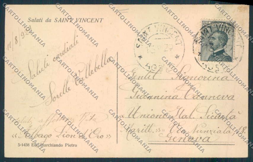 Aosta Saint Vincent cartolina MQ4891 – retro