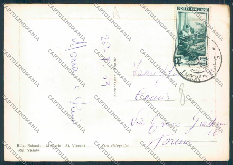 Aosta Saint Vincent foto FG cartolina MQ4909 – retro