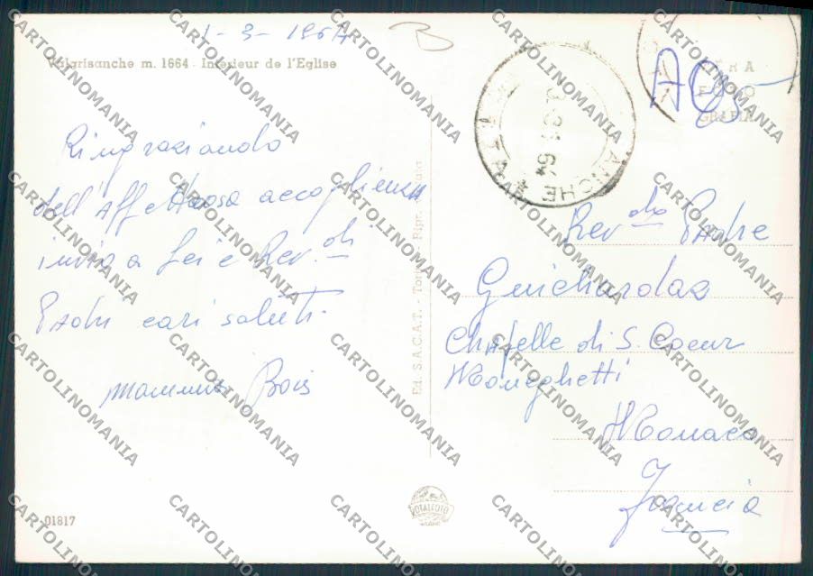 Aosta Valgrisenche foto FG cartolina MQ4940 – retro