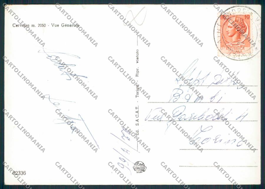 Aosta Cervinia Corriera Cervino cartolina MQ4952 – retro