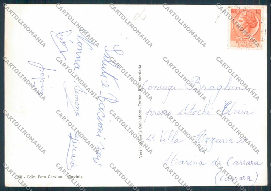 Aosta Cervinia Cervino foto FG cartolina MQ4956 – retro