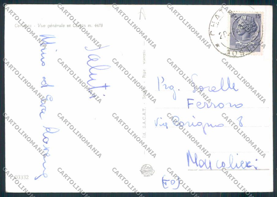 Aosta Cervinia Cervino foto FG cartolina MQ4964 – retro