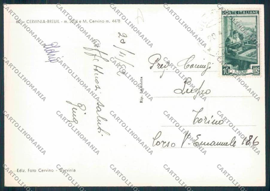 Aosta Cervinia Cervino foto FG cartolina MQ4978 – retro