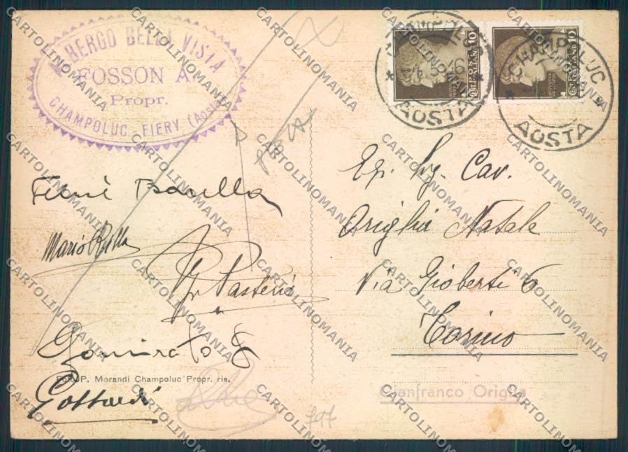 Aosta Champoluc Alpe Varda PIEGA FG cartolina MQ5179 – retro