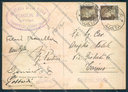 Aosta Champoluc Alpe Varda PIEGA FG cartolina MQ5179 – retro