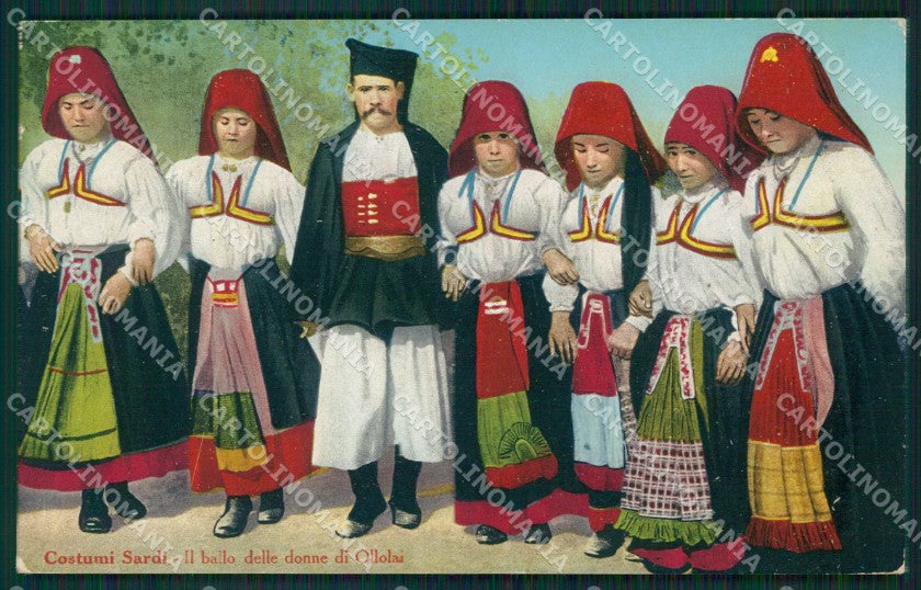 Nuoro Ollolai Costumi Sardi Ballo cartolina MQ5221 – fronte