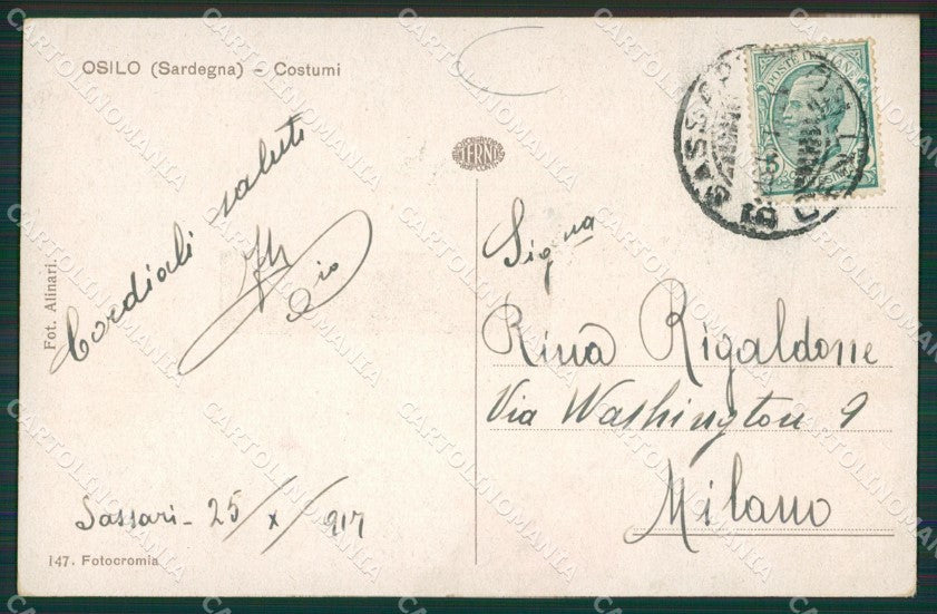 Sassari Osilo Costumi Sardi cartolina MQ5232 – retro