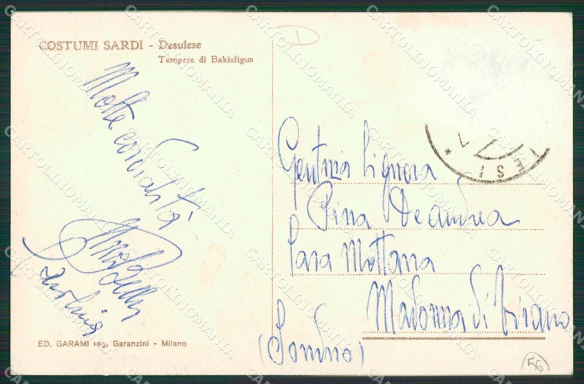 Nuoro Desulo Costumi Sardi Bakisfigus ABRASA cartolina MQ5253 – retro