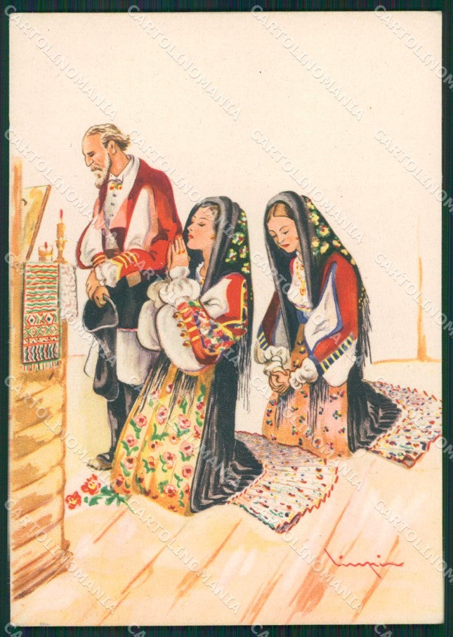 Nuoro Oliena Costumi Sardi Linpi FG cartolina MQ5268 – fronte