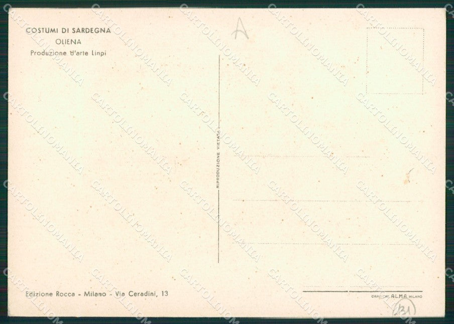 Nuoro Oliena Costumi Sardi Linpi FG cartolina MQ5268 – retro