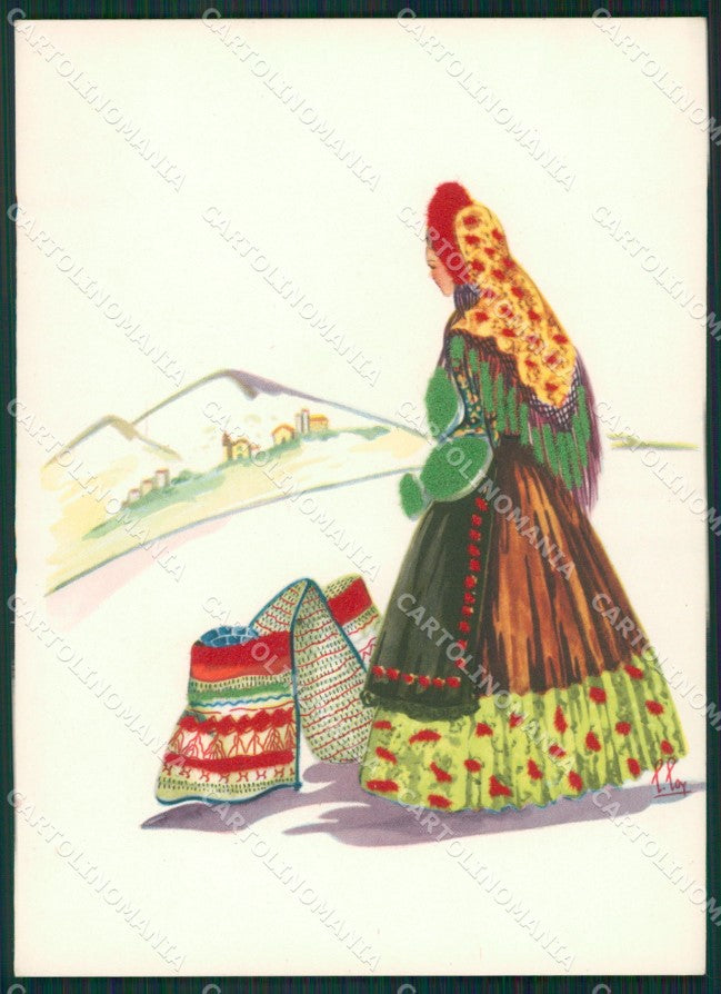 Nuoro Dorgali Costumi Sardi Loy RILIEVO FG cartolina MQ5272 – fronte