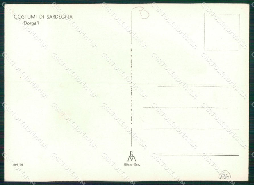 Nuoro Dorgali Costumi Sardi Loy RILIEVO FG cartolina MQ5272 – retro