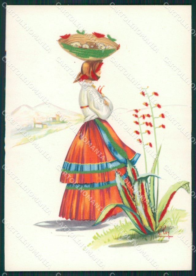 Nuoro Fonni Costumi Sardi Loy RILIEVO FG cartolina MQ5273 – fronte
