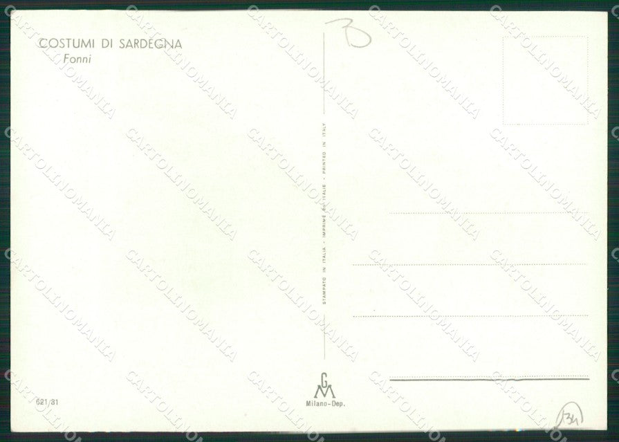 Nuoro Fonni Costumi Sardi Loy RILIEVO FG cartolina MQ5273 – retro