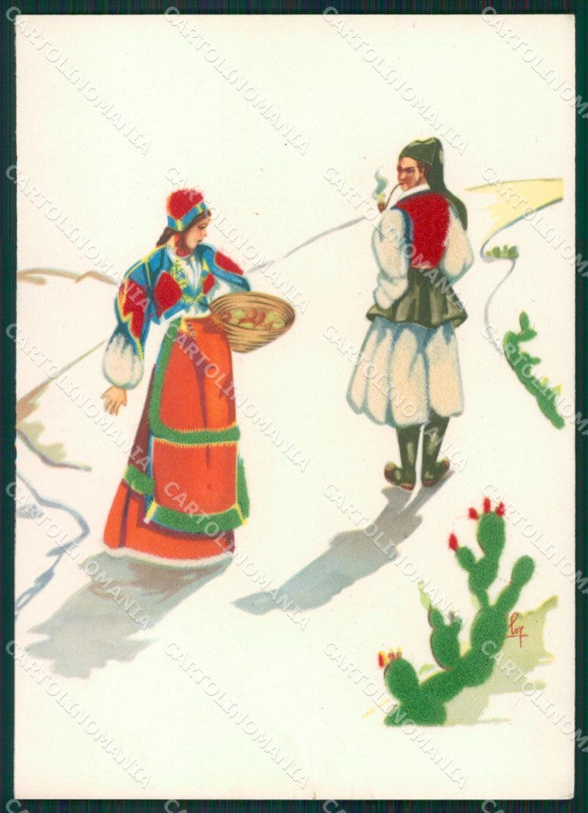 Nuoro Desulo Costumi Sardi Loy RILIEVO FG cartolina MQ5275 – fronte
