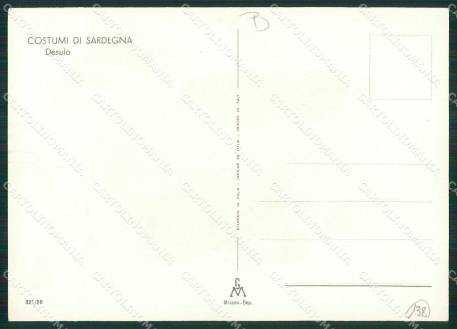 Nuoro Desulo Costumi Sardi Loy RILIEVO FG cartolina MQ5275 – retro
