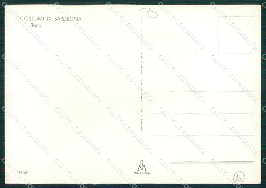 Sassari Bono Costumi Sardi Loy RILIEVO FG cartolina MQ5278 – retro