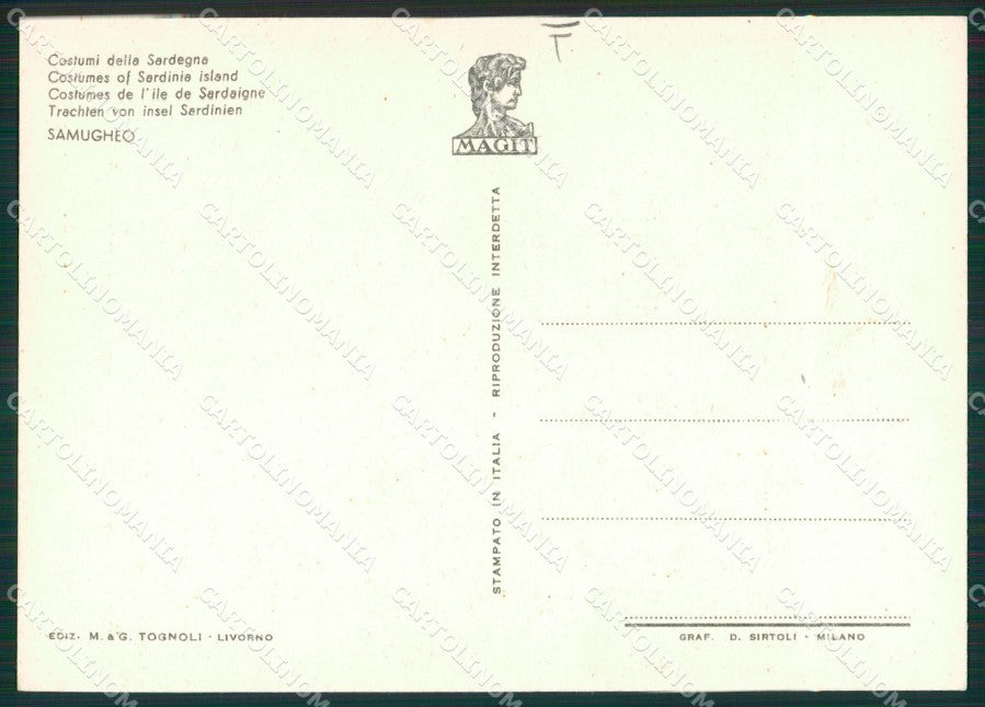 Oristano Samugheo Costumi Sardi Bakisfigus FG cartolina MQ5284 – retro