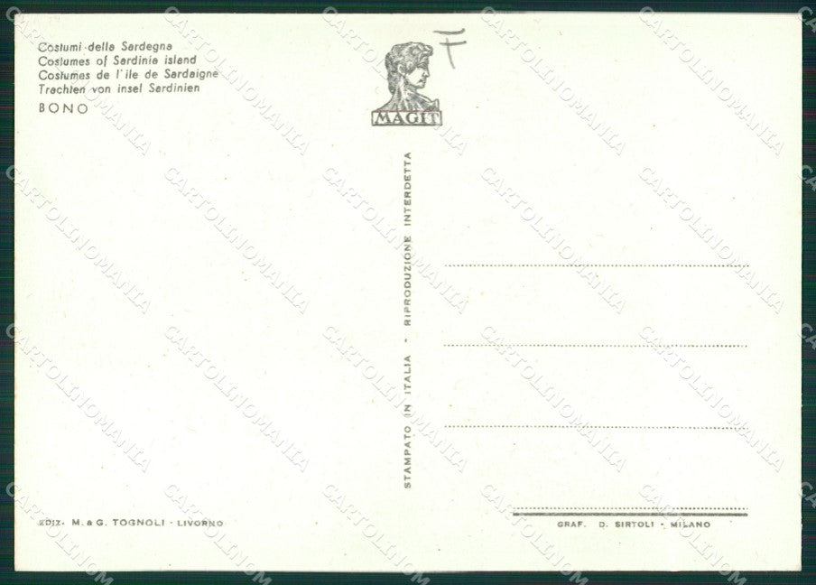 Sassari Bono Costumi Sardi Bakisfigus FG cartolina MQ5287 – retro