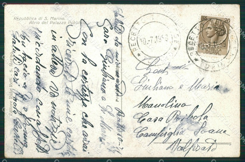 San Marino Palazzo Pubblico cartolina MQ5324 – retro