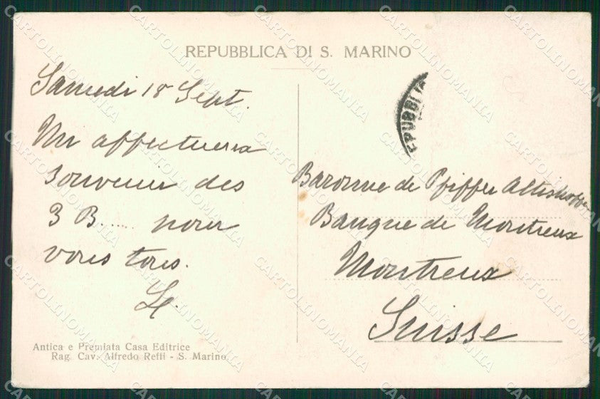 San Marino PIEGATA ABRASA cartolina MQ5383 – retro