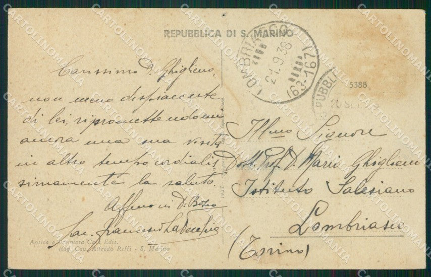 San Marino Palazzo del Governo FORI cartolina MQ5392 – retro