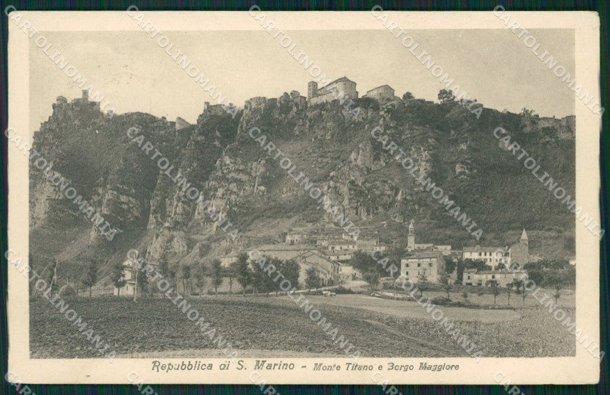 San Marino Borgo Maggiore Monte Titano PIEGA cartolina MQ5540 – fronte