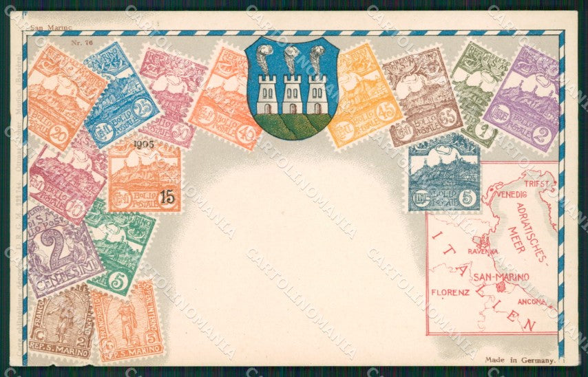 San Marino Mappa Filatelia PIEGA cartolina MQ5619 – fronte