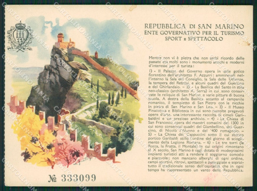 San Marino Turismo FG cartolina MQ5682 – fronte
