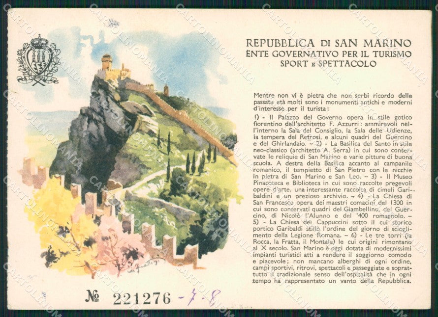 San Marino Turismo FG cartolina MQ5687 – fronte